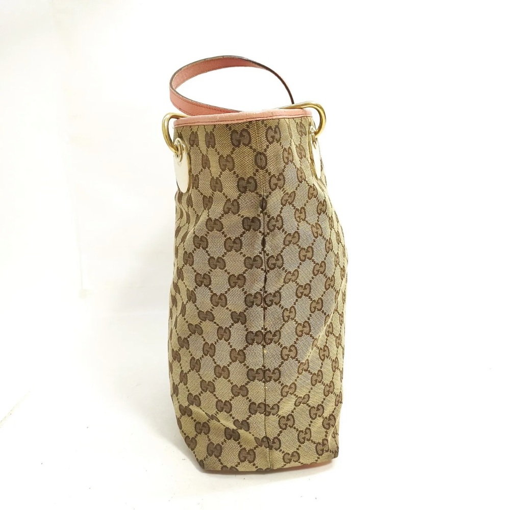 Gucci Tote Bag  Brown Canvas Pink Leather Trim - Picture 2 of 8